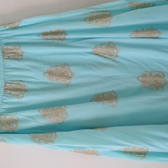 Soft Surroundings lined lightweight maxi boho turquoise and Gold Women's Skirt - Picture 2 of 6